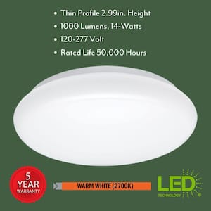 12 in. Round LED Flush Mount Ceiling Light Closet Bathroom Lighting Hallway 120-277 Volt 2700K Warm White (4-Pack)