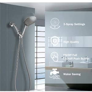 ACAD 3-Spray Patterns with 1.8 GPM 5 in. Wall Mounted Handheld Shower Head with hose in Chrome