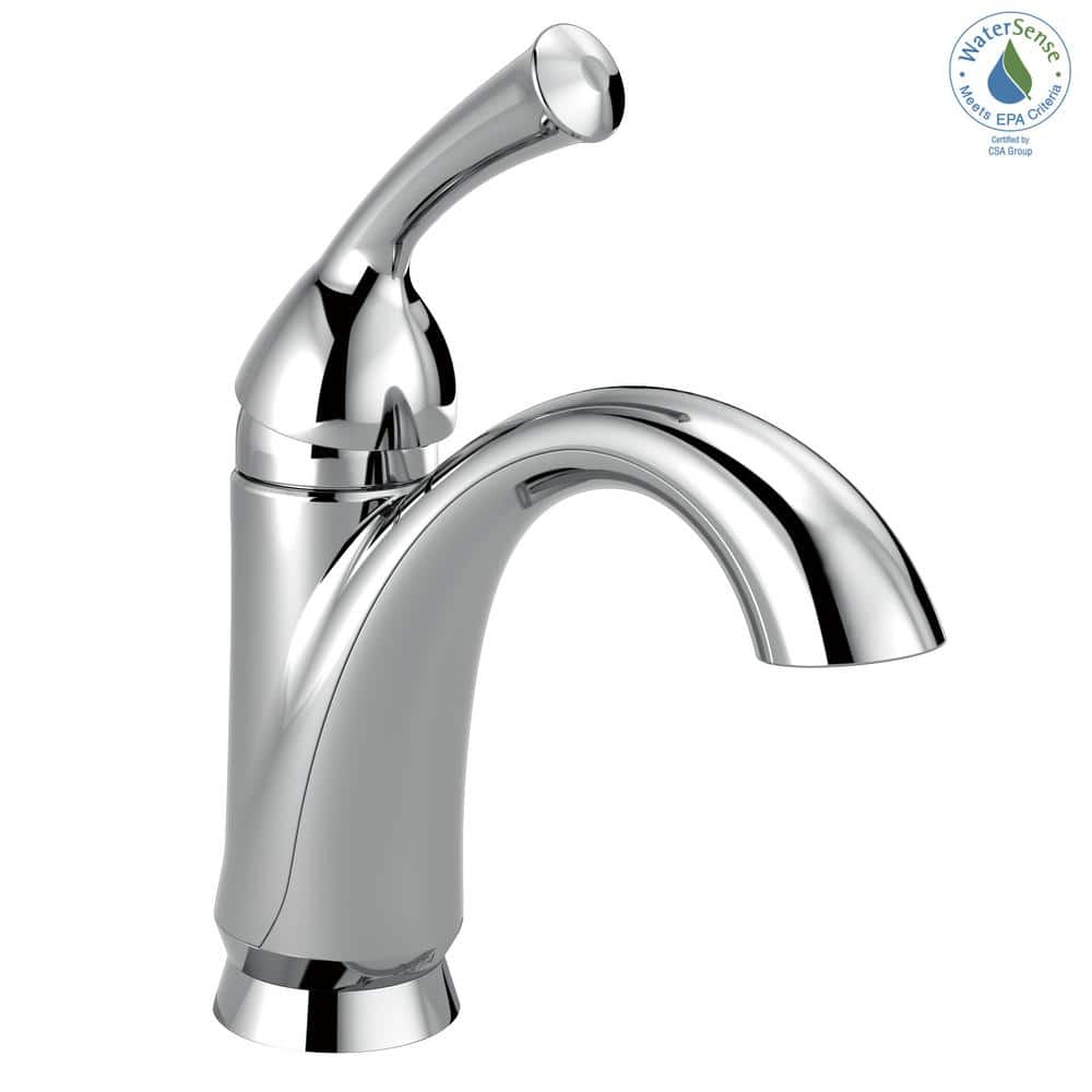 Chrome Single Hole Modern Bathroom Faucet with Drain Assembly