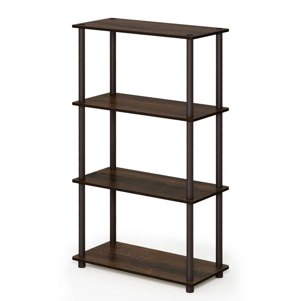 Turn-N-Tube 43.2 in. Walnut Wood 4-Shelf Etagere Bookcase