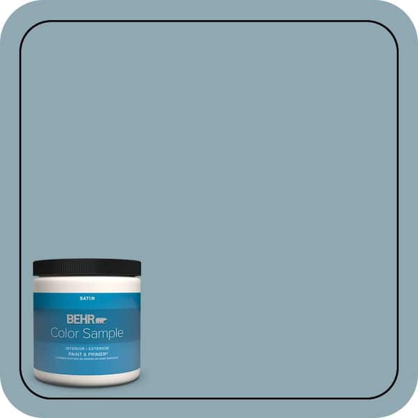 BEHR PREMIUM PLUS 8 oz. #530F-4 Newport Blue Satin Enamel Interior/Exterior Paint & Primer Color Sample
