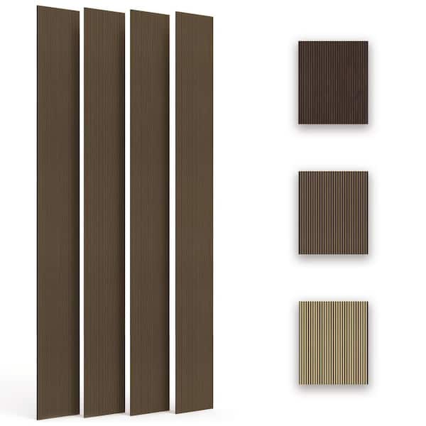 sunwings 0.39 in. x 1 ft. x 8.5 ft. Walnut WPC 3D Vinyl Wall Paneling for Interior Wall Decor 4-Pack