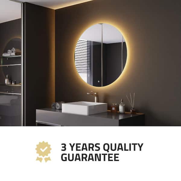 SHUAFA 32 Inch Round LED Bathroom Mirror With Lights - Backlit, 3 Color Temps, Anti-Fog, Shatter-Proof, Dimmable - View #2