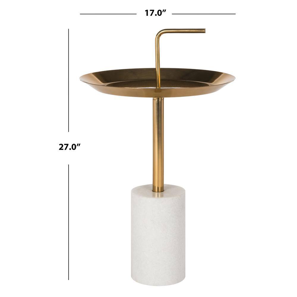 Apollo Round Brass and Marble Accent Table