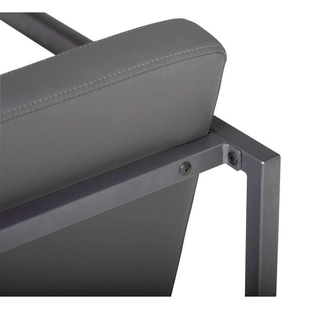 Gray Leather and Metal Mid-Century Modern Accent Chair