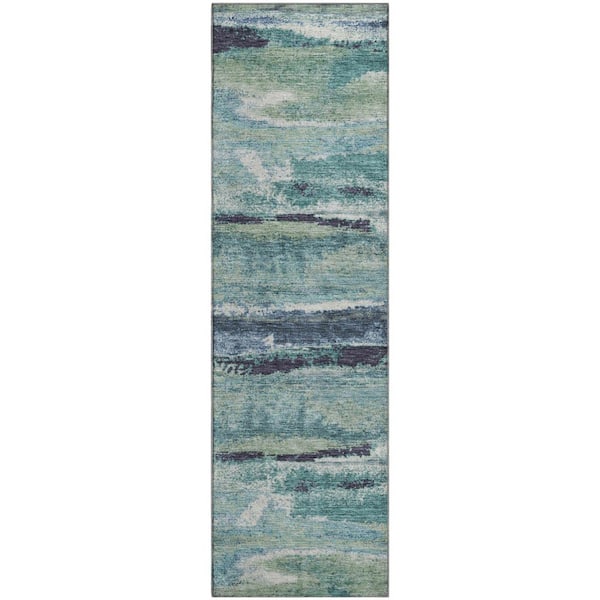 Addison Rugs Mayfield Premium Machine Washable Abstract AMF942 Aloe 2 ft. 3 in. x 7 ft. 6 in. Runner Rug