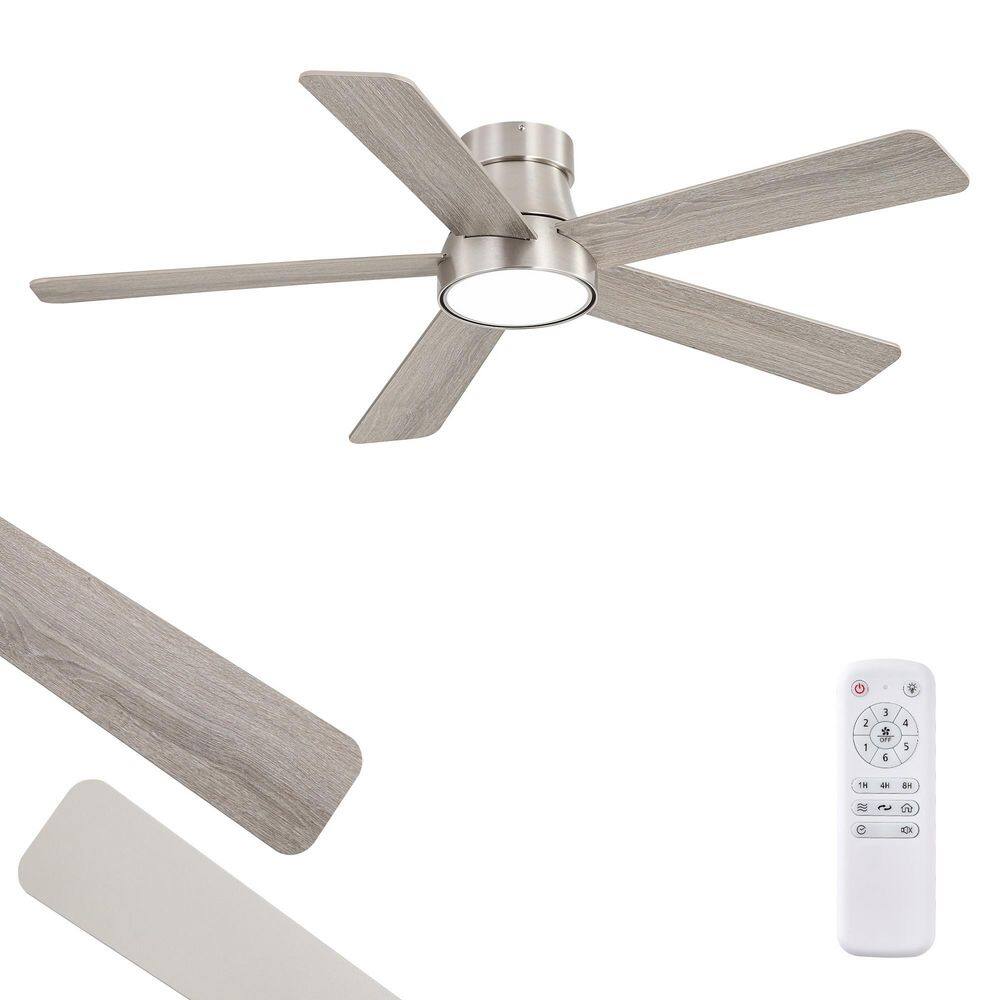 48 in. Indoor Brushed Nickel Modern Flush Mount Low Profile 3-Color 6-Speed Ceiling Fan with Lights and Remote Control price history on PriceWatchPro
