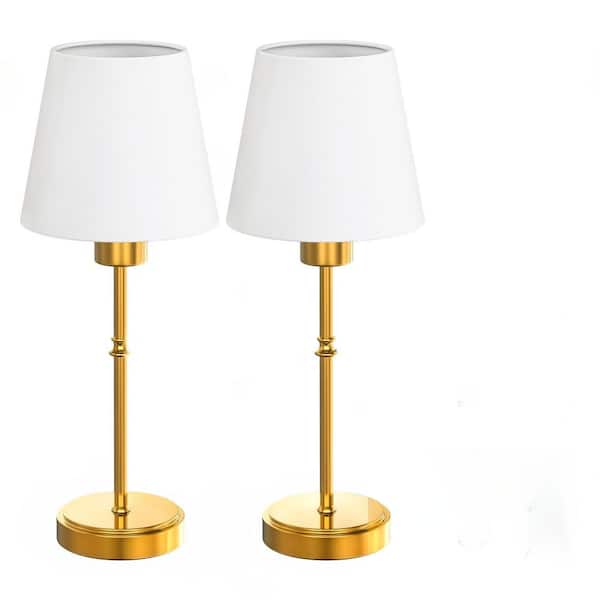 16.1 in. Brass Industrial Task and Reading Desk Lamp with USB Port and Fabric Shade 5CCT RGB Remote Control 2-Pack