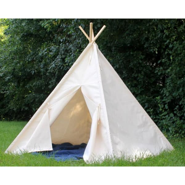 Hassy Badkamer Goed Ejoy 8 ft. Tall Super Large Natural Cotton Canvas Teepee Tent for Kids  Indoor and Outdoor Playing Teepee_8FtSuperLarge_4PoleOffWhite - The Home  Depot