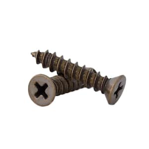 #9 x 1 in. Antique Brass Phillips Flat-Head Screw with Oversize Threads for Loose Interior Door Hinges (18-Pack)