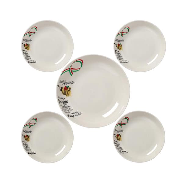 Lorren Home Trends 11 in. 52 fl. oz. Buon Appetito 5-Piece White Porcelain  Pasta Serving Bowl Set (Set of 5) PS10 - The Home Depot