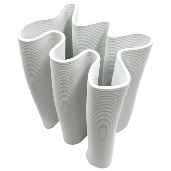 castellousa White 12 in. White Geometric Ceramic Vase