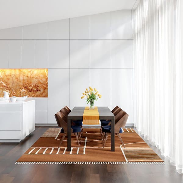 SoHo Tasseled Wool Area Rug Brown 9 ft. x 12 ft. Area Rug