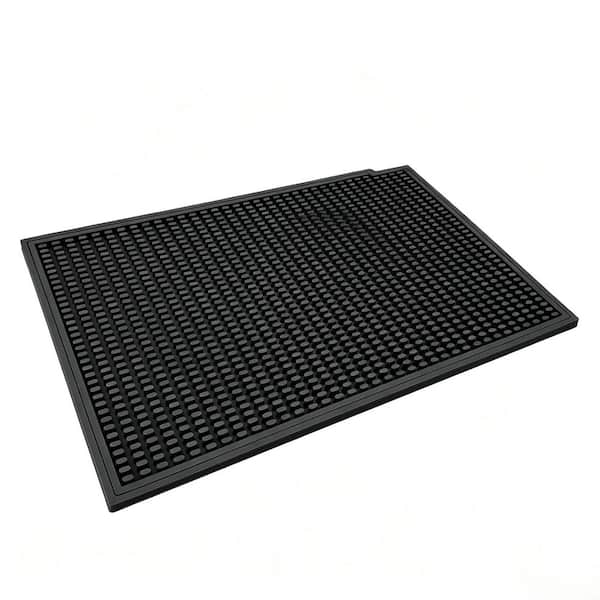 1-Piece Black Rubber Bar Mat for Countertop, Non-Slip Dish Drying Pad, Bartender Mat, and Kitchen Bar Tool