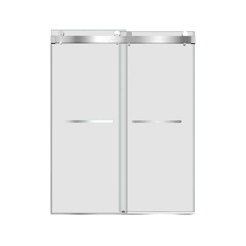 72 in. W x 76 in. H Double Sliding Frameless Shower Door in Brushed Nickel Inline Shower Enclosure price history on PriceWatchPro
