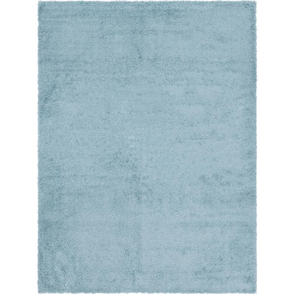 Unique Loom Davos Shag Aqua Blue 10 ft. x 13 ft. Area Rug