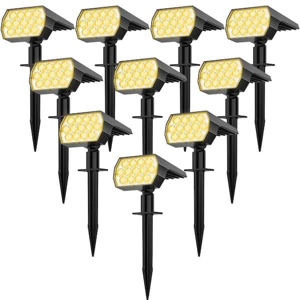 Angel Sar Warm White Solar Spot Lights Outdoor, IP65 Waterproof Wall Lights for Walkway Yard Garden Driveway (10-Pack)