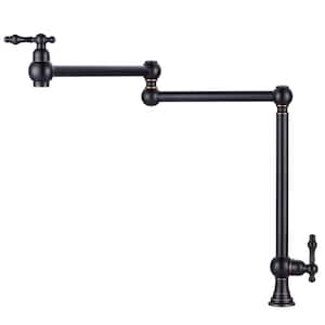 Oil Rubbed Bronze Deck Mounted Pot Filler with Double Handle and Joint Swing Arm in Solid Brass