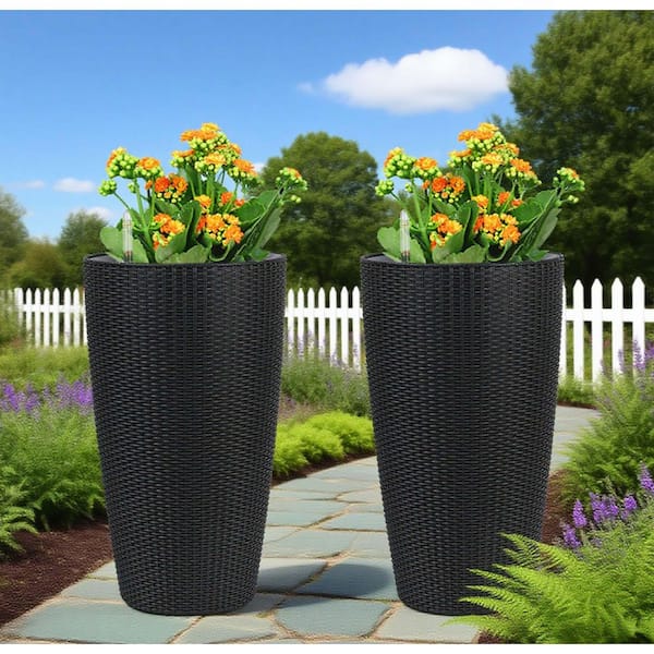 Zeus & Ruta Polypropylene Plastic Square Planter Set with Water