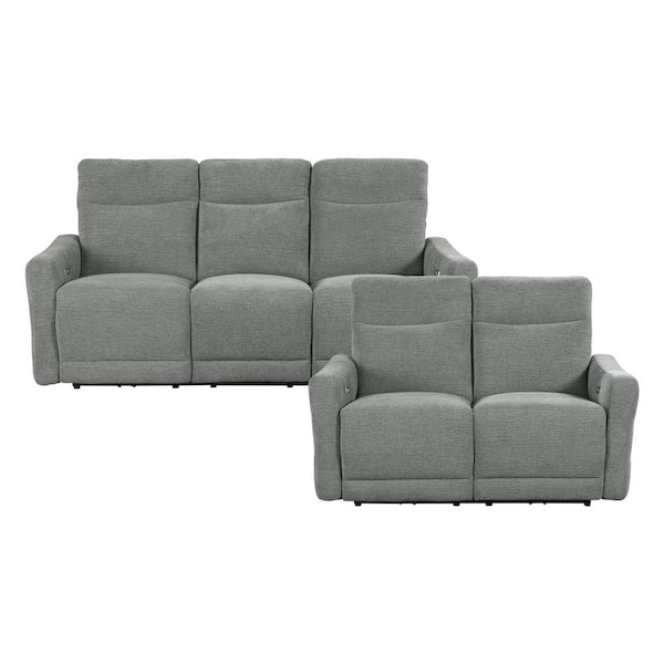 EVERGLADE HOME Cameron 134.5 in. W Square Arm Chenille Rectangle Sofa in Gray with 5-Seats