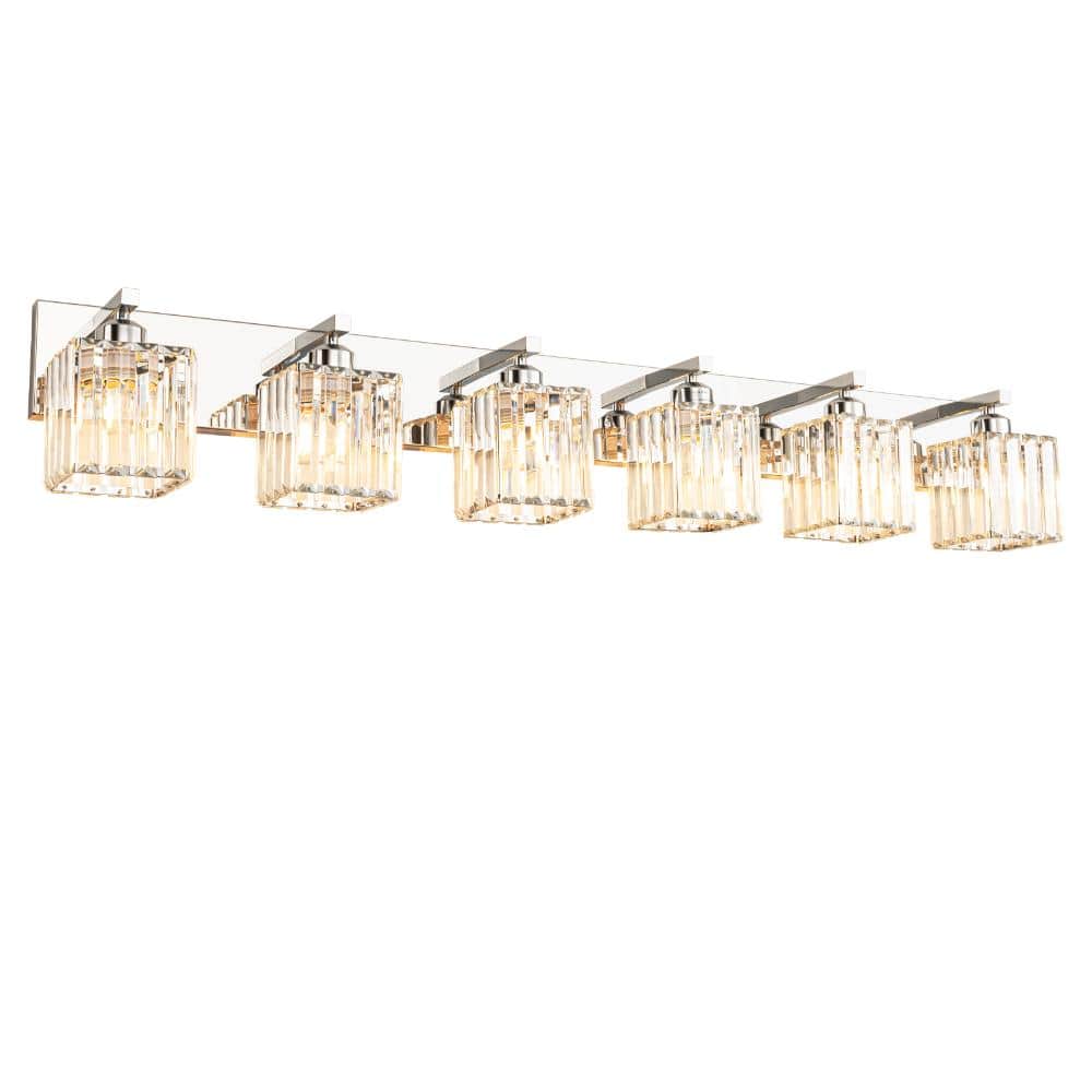 44.09in 6-Lights Chrome Crystal Vanity Lights Over Mirror for Bathroom price history on PriceWatchPro