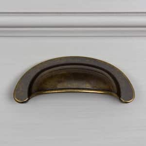 2-1/2 in. Center-to-Center Antique Brass Small Cup Cabinet Bin Pulls (10-Pack)