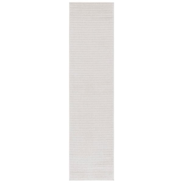 Stella Ivory 2 ft. x 8 ft. Solid Striped Indoor/Outdoor Runner Rug