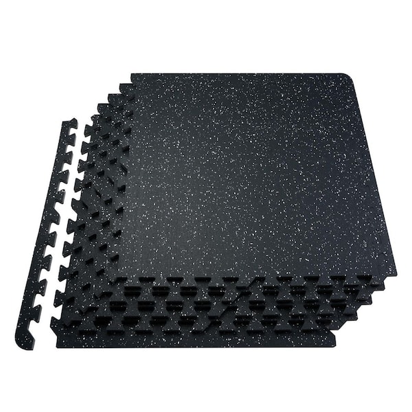 Gym Floor Mats, Black and White, 25 in. W x 25 in. L x 0.56 in. T, Rubber Top with Foam, Gym Flooring Mat, (48 sq. ft. )