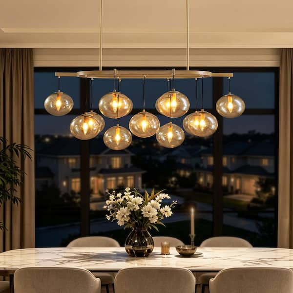 WDETR 53.6 in. Sputnik 14-Light Gold Chandelier with Glass Bubble