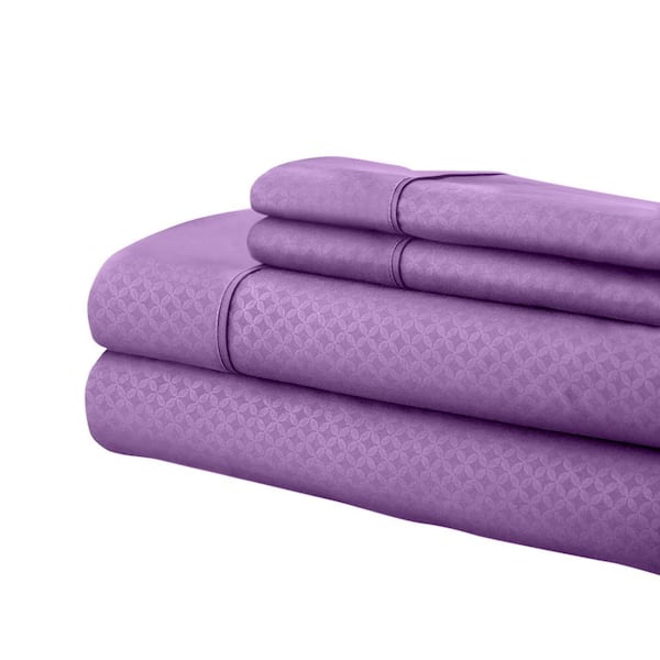 Unbranded Brushed Extra Soft 1800 Series Luxury Embossed Deep Pocket Sheet Set - California King, Purple