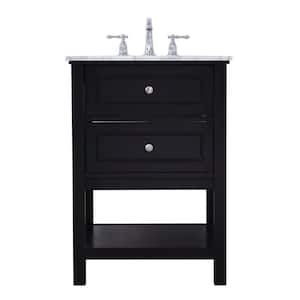 Timeless Home Gina 24 in. W x 22 in. D x 33.75 in. H Single Bathroom Vanity in Black with Carrara White Marble