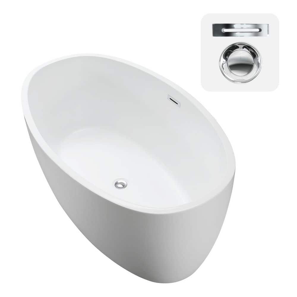 Jolie 55'' White Freestanding Acrylic Soaking Bathtub