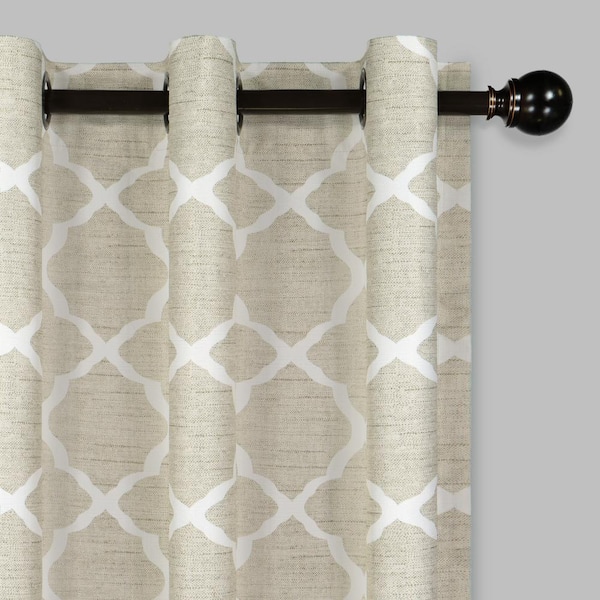 Eclipse Natural Trellis Blackout Curtain 42 In W X 63 L Fzh04lcfjnal The Home Depot Eclipse Natural Trellis Blackout, Trellis Print Curtains