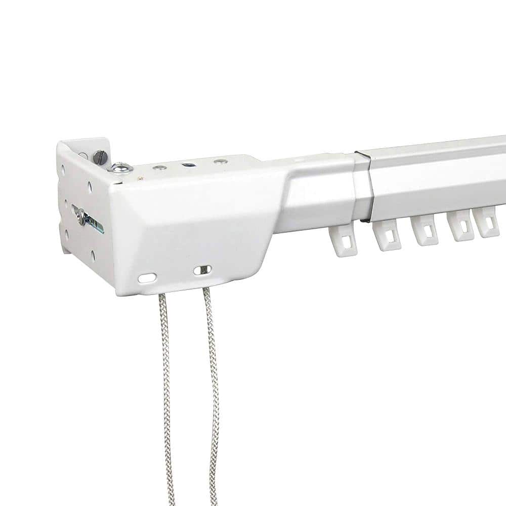 Heavy Duty White Steel Traverse Curtain Rod 48-84 Inches
