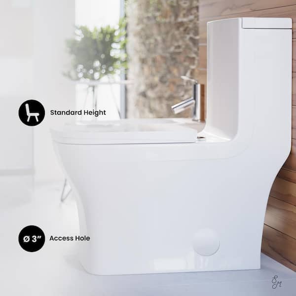 Swiss Madison 1-Piece 1.1/1.6 GPF Dual Flush Square Toilet in