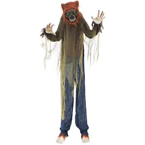 62 in. Poseable Standing Wolf with Green Led Eyes Halloween Prop