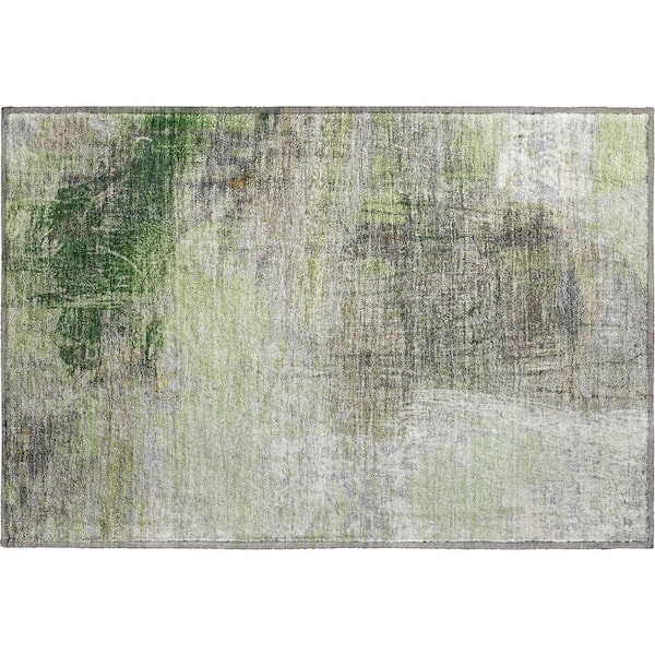 Mayfield Premium Machine Washable Abstract AMF2117 Aloe 2 ft. x 3 ft. Accent Rug
