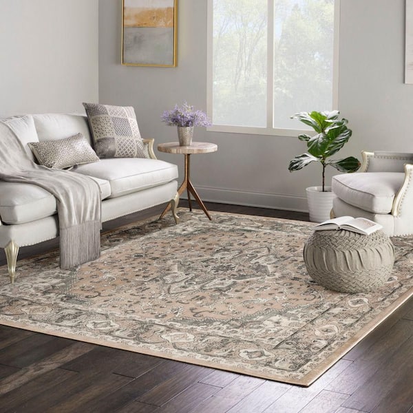 Nourison Concerto Beige Grey 8 ft. x 8 ft. Center medallion