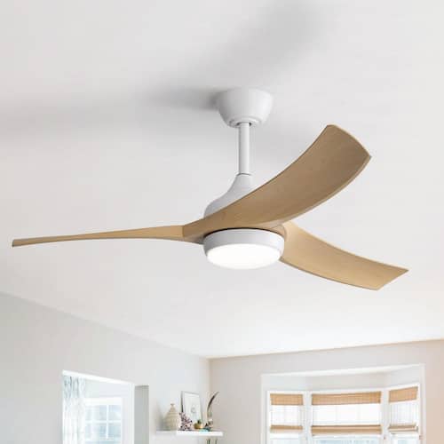52 in. Modern Indoor/Outdoor White LED Ceiling Fan with Light Kit and Remote Control Sofucor Ceiling Fans With Lights