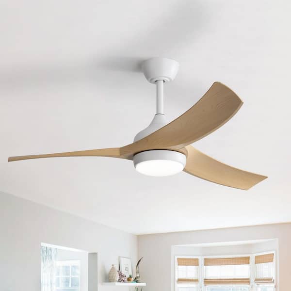 Sofucor 52 in. Modern Indoor/Outdoor White LED Ceiling Fan with Light Kit and Remote Control