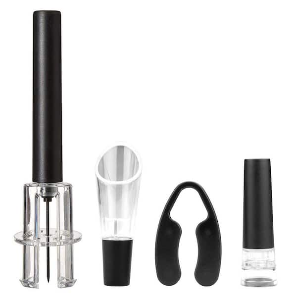 Plastic Air Pump Wine Bottle Opener with Foil Cutter, Vacuum Stopper, Aerator Pourer