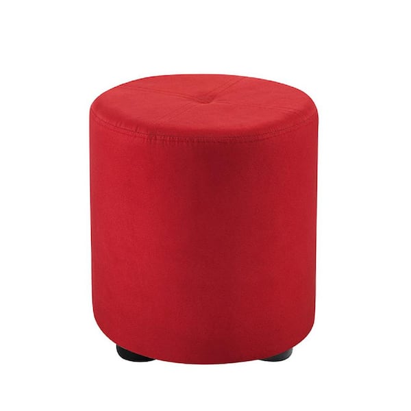 Kings Brand Furniture Pouf Red Microfiber Round Ottoman