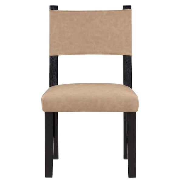 Aubrey Black Side Chair with Brown Faux Leather Set of 2