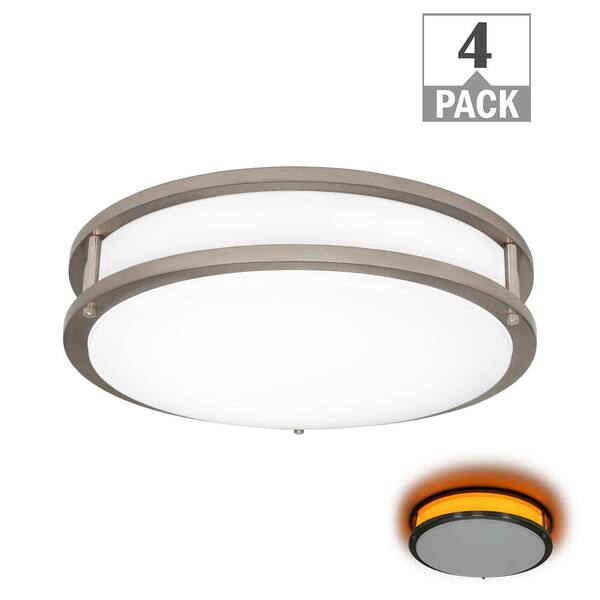 Commercial Electric 15 in. Orbit LED Flush Mount Brushed Nickel Ceiling