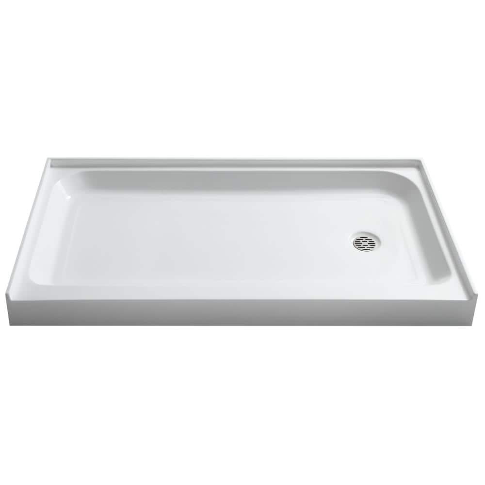 Tiers Base Series 32 in. L x 60 in. W Alcove Shower Shower Pan Base with Ri