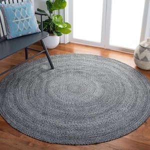 Cape Cod Charcoal 4 ft. x 4 ft. Braided Solid Color Round Area Rug