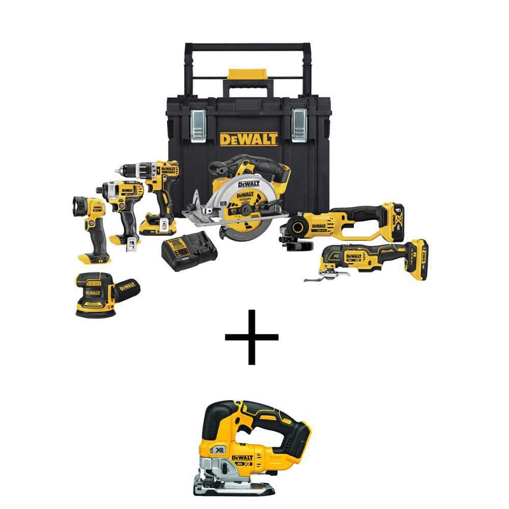 DEWALT 20V MAX Lithium-Ion Cordless 7 Tool Combo Kit with TOUGHSYSTEM Case and 20V MAX XR Cordless Brushless Jigsaw -  DCKTS781D2M1W34