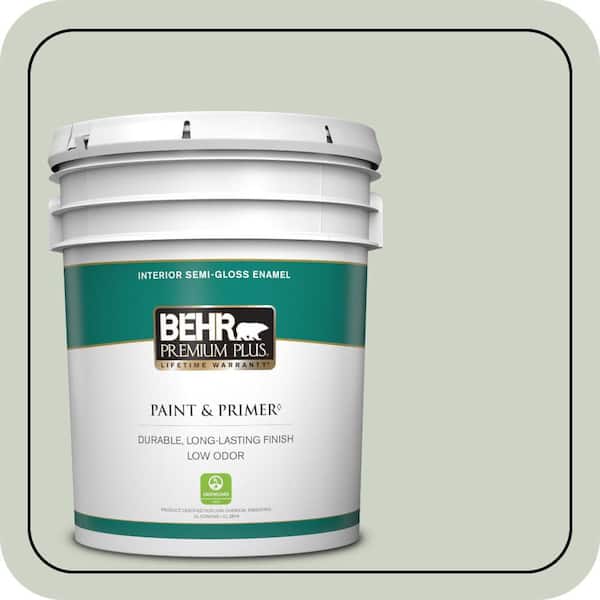 BEHR PREMIUM PLUS 5 gal. #N390-2 Flora Semi-Gloss Enamel Low Odor Interior Paint & Primer