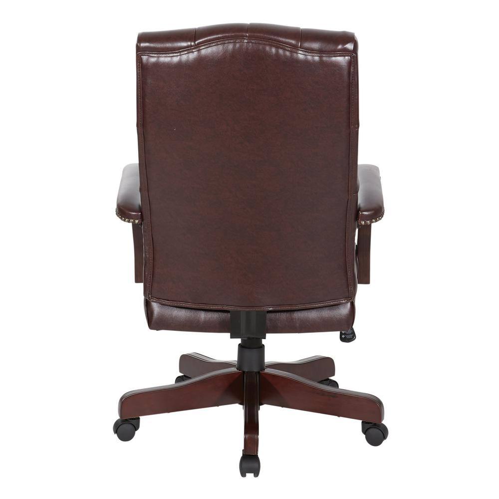 Elegant Oxblood Red Vinyl High-Back Executive Swivel Chair