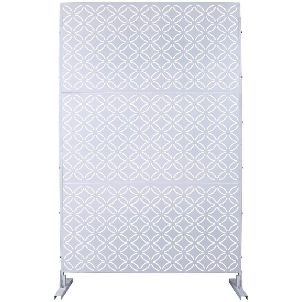 76 in. H x 48 in. W Metal Freestanding Brown Decorative Privacy Screen with
